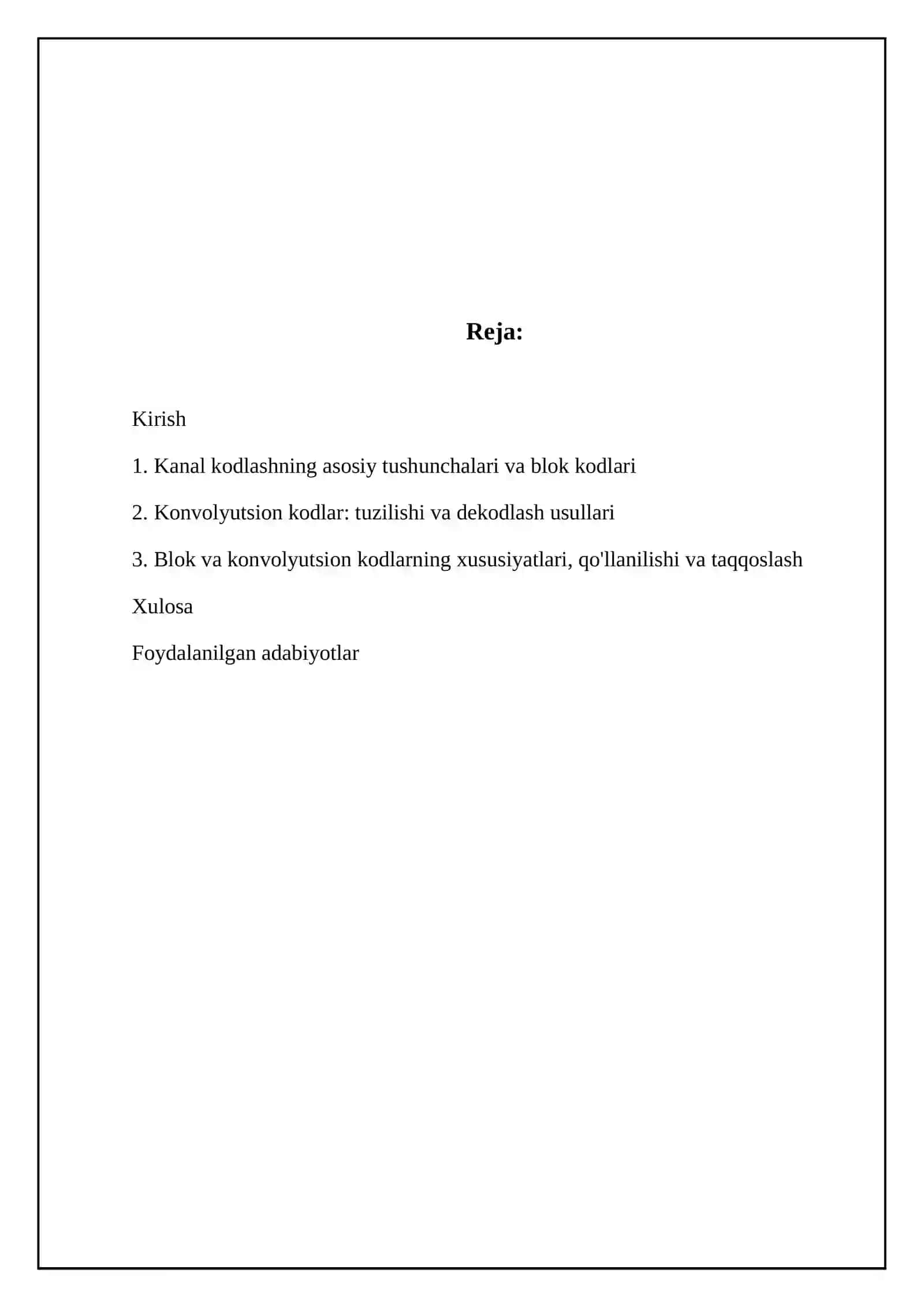Kanal kodlashning asosiy tushunchalari va blok kodlari 2