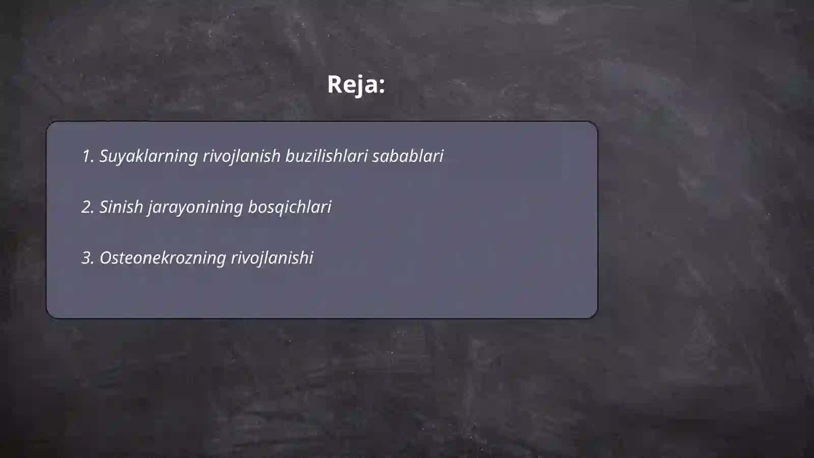 Suyaklarni rivojlanish buzilishlari.Sinishlar.Osteonekroz 2