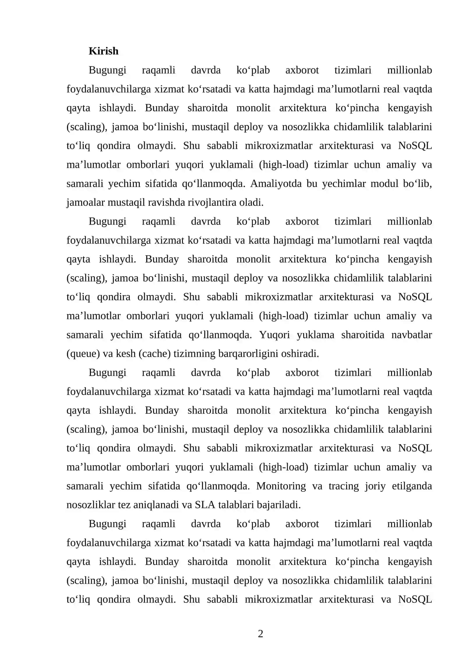 MIKROXIZMATLAR VA NOSQL TEXNOLOGIYALARINING NAZARIY ASOSLARI 2
