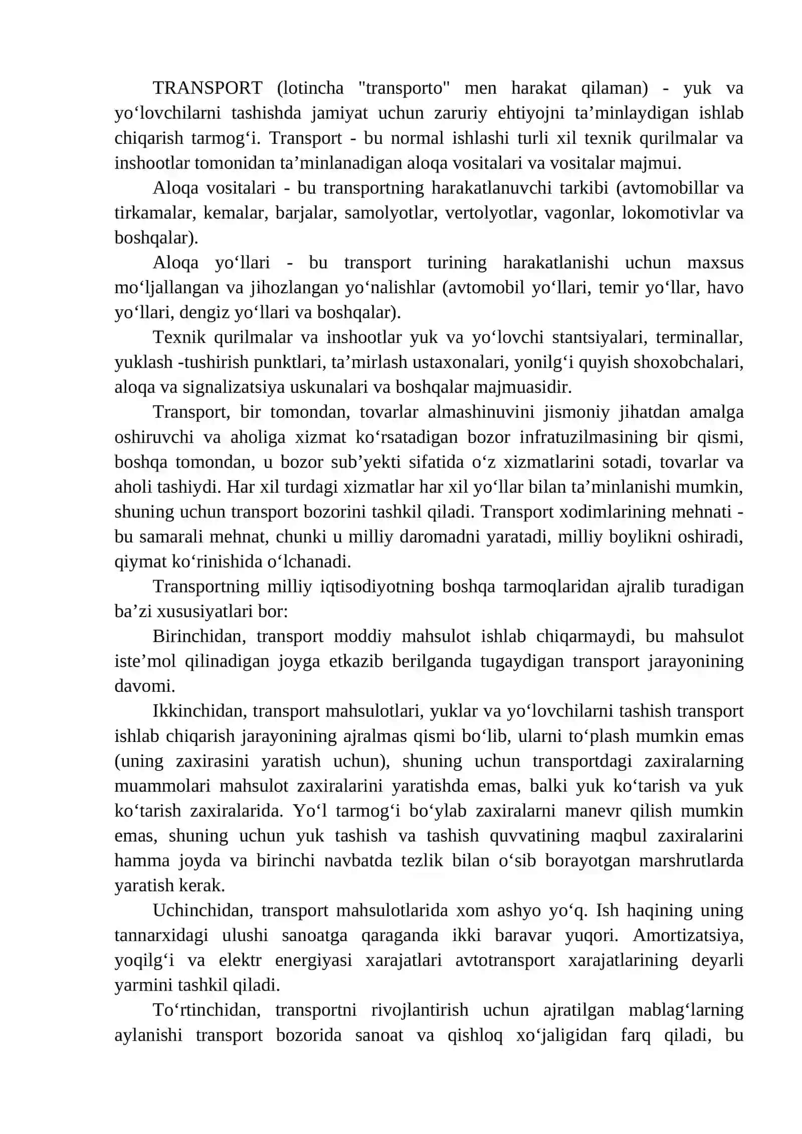 MAVZU YO‘L XO‘JALIGINING MAMLAKATIMIZ IQTISODIYOTIDA TUTGAN O‘RNI VA AHAMIYATI 2