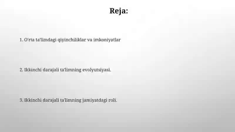 O'rta Ta'limda O'qitish va O'rganish 2