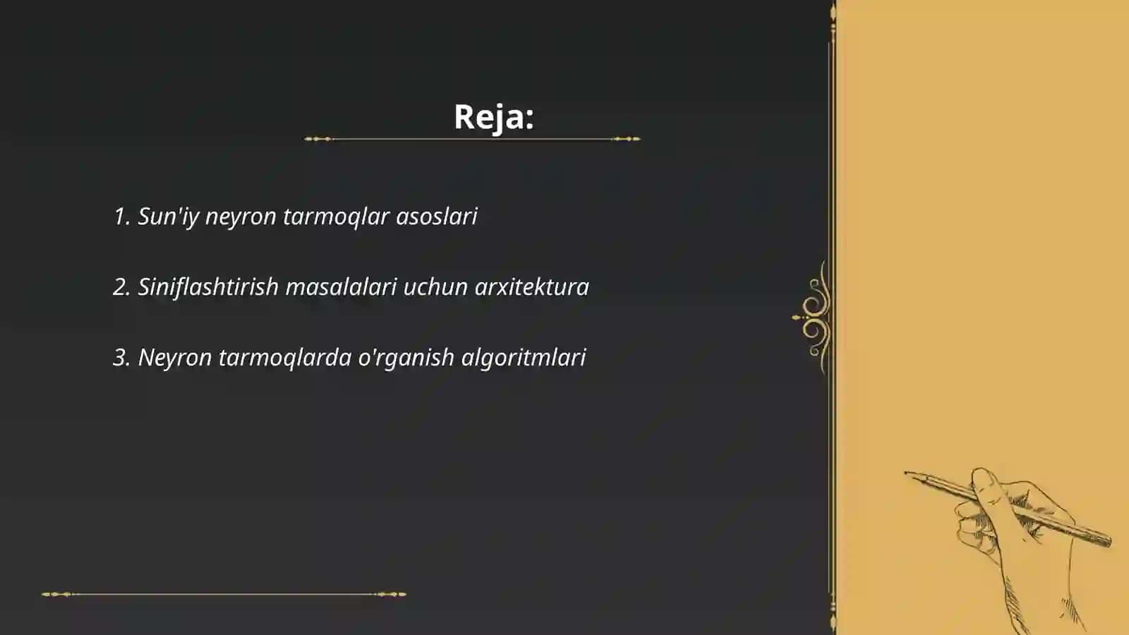 Sun'iy neyron tarmoqlar yordamida siniflashtirish masalalarini yechish 2