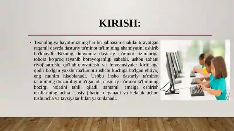 dasturiy ta'lim va unumga oshirish usullari 2