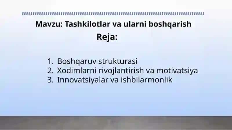 MENEJMENT fanida taqdimot loyihasi 2