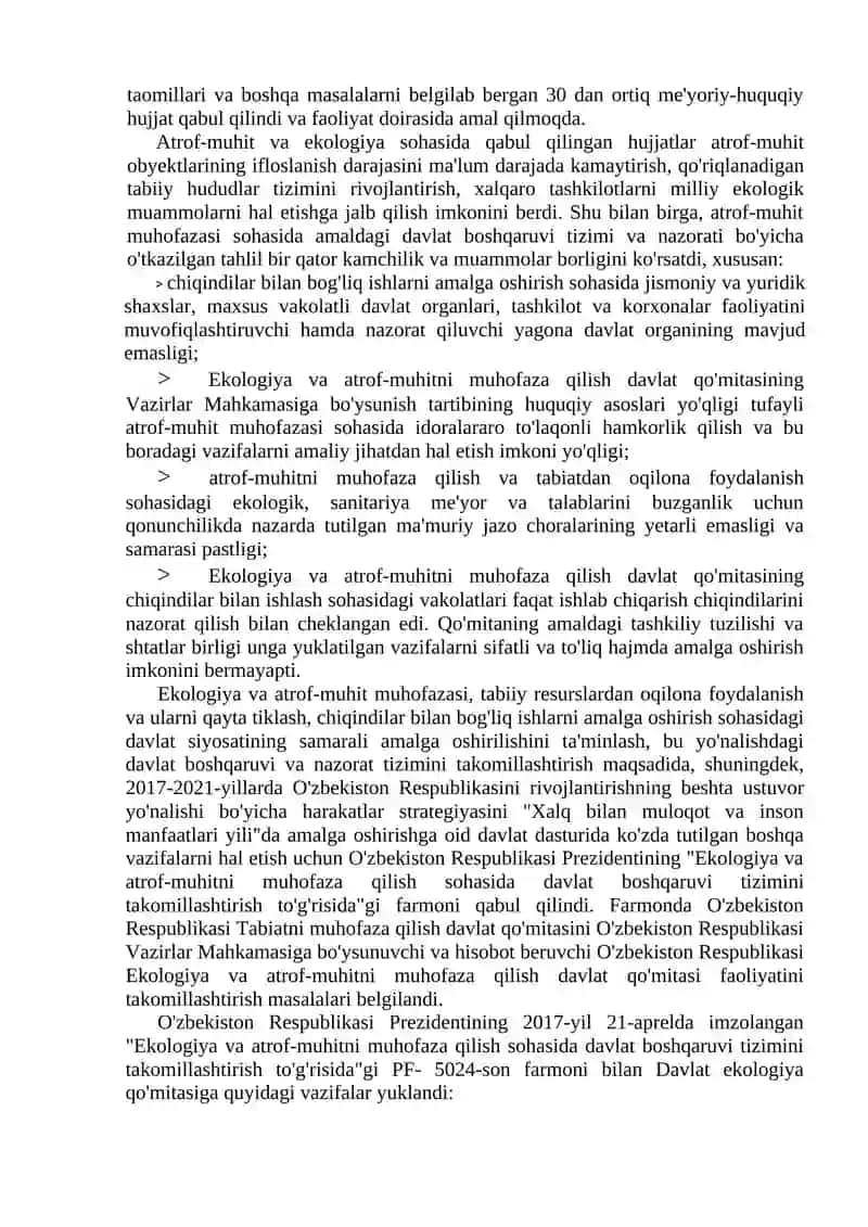 ATROF-MUHITNI MUHOFAZA QILISH, TABIIY RESURSLARDAN OQILONA FOYDALANISH 2