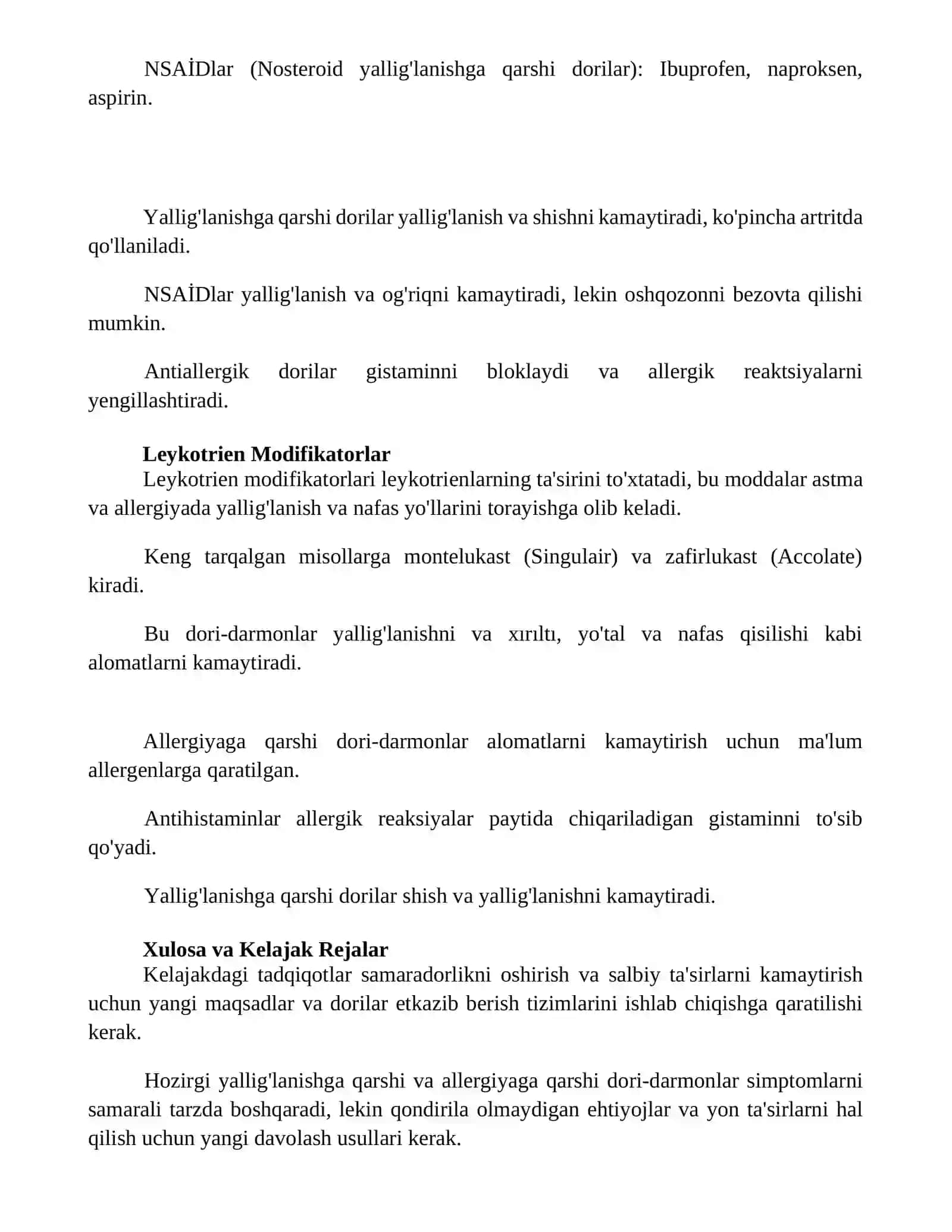 Yallig‘lanishga qarshi vositalar va allergiyalarga qarshi vositalar 2
