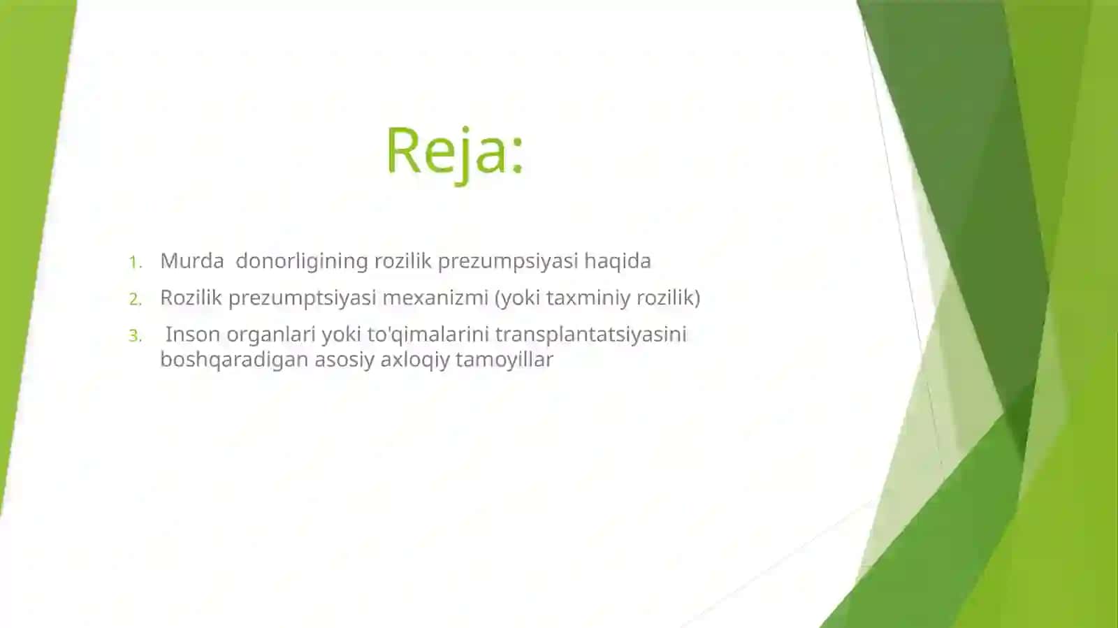 Murda donorligining rozilik prezumpsiya modeli 2