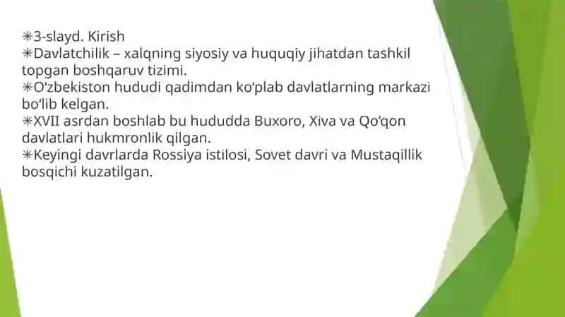 Oʻzbekistonning davlatchilik tarixi (17 asr davlatchiligidan Yangi Oʻzbekiston davlatchiligi) 2