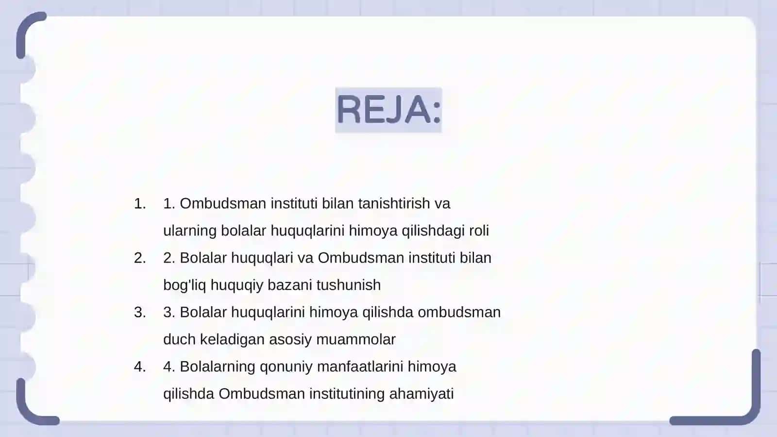 Bolalar huquq va qonuniy manfaatlarini himoya qilishda ombudsman institutining o'rnivari 2