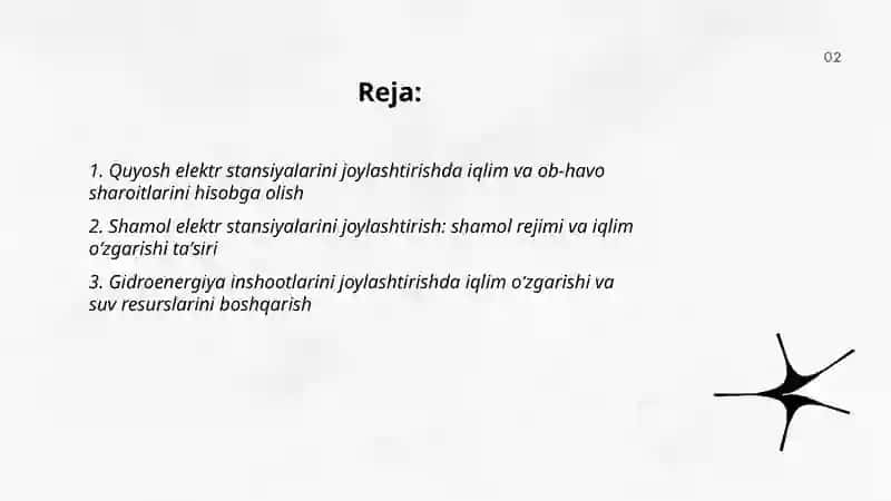 Iqlim va energiya: Qayta tiklanuvchi energiya inshootlarini joylashtirish 2