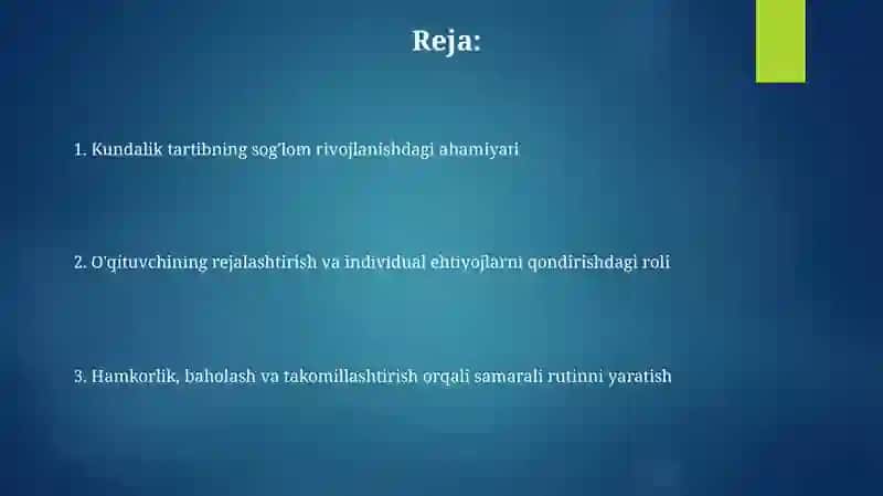 Kun tartibi bolalar uchun 2