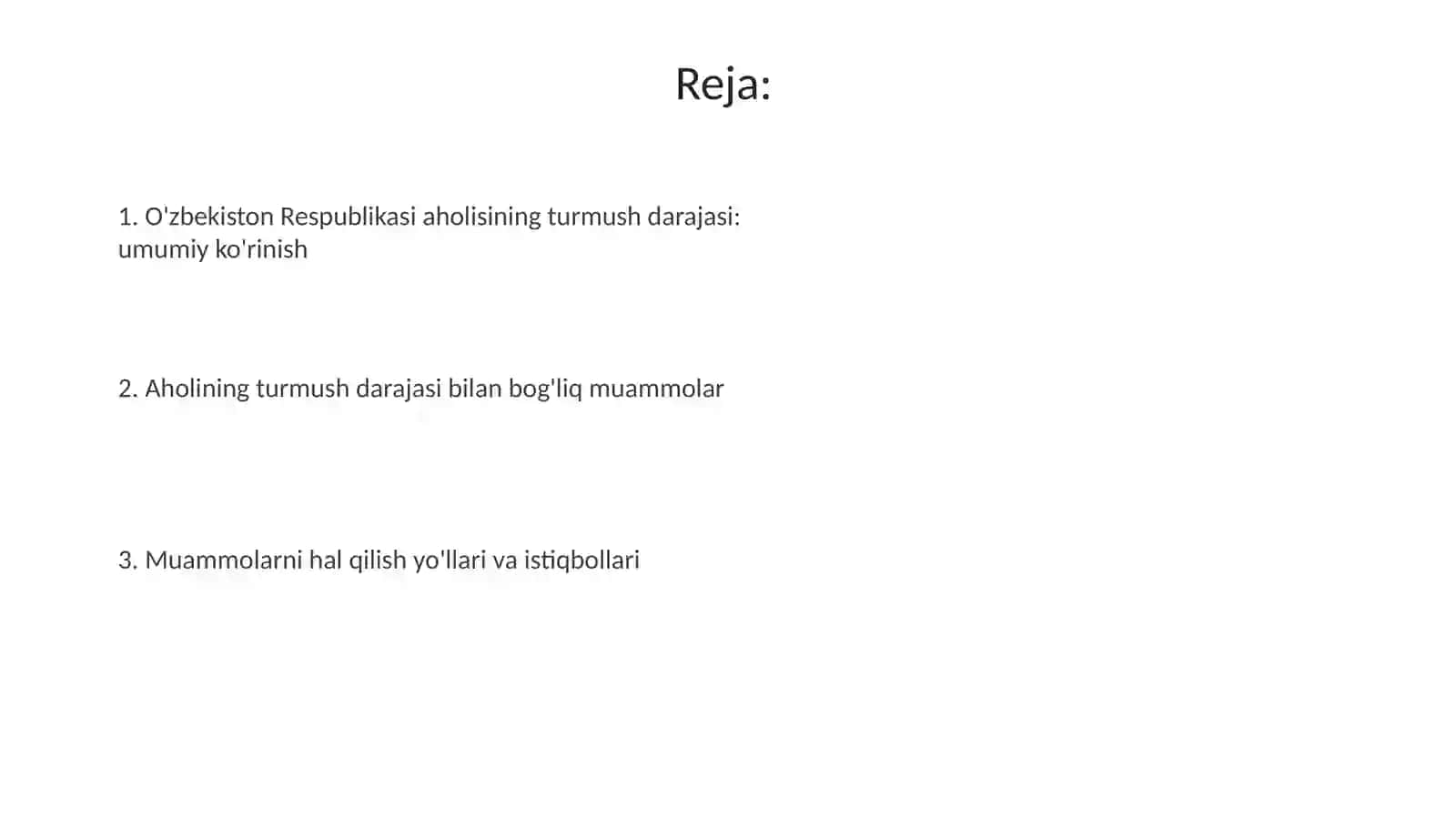 O'zbekiston Respublikasi: Aholining turmush darajasi 2