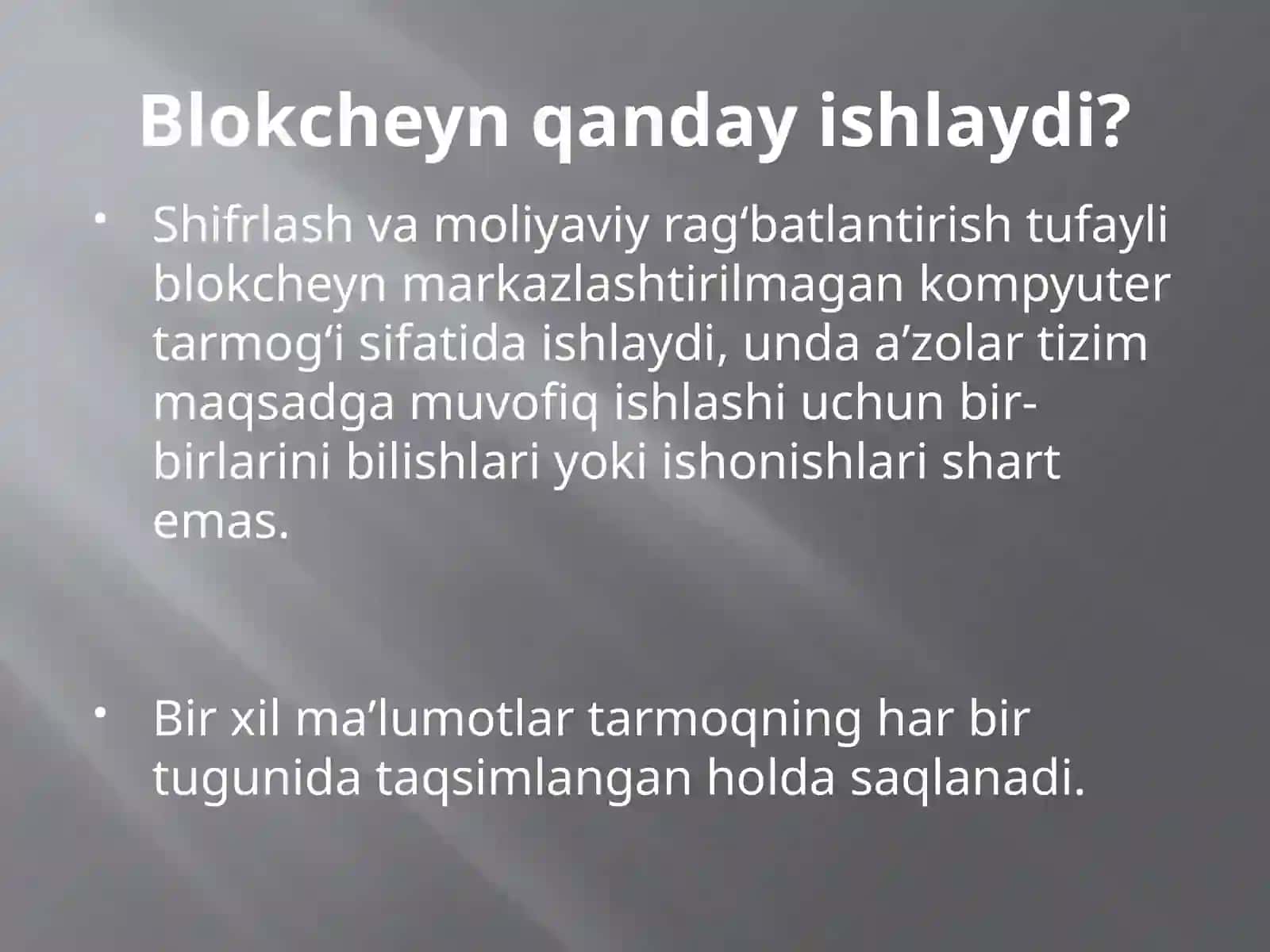 Blokcheyn texnologiyasi va ular bilan ishlash 2