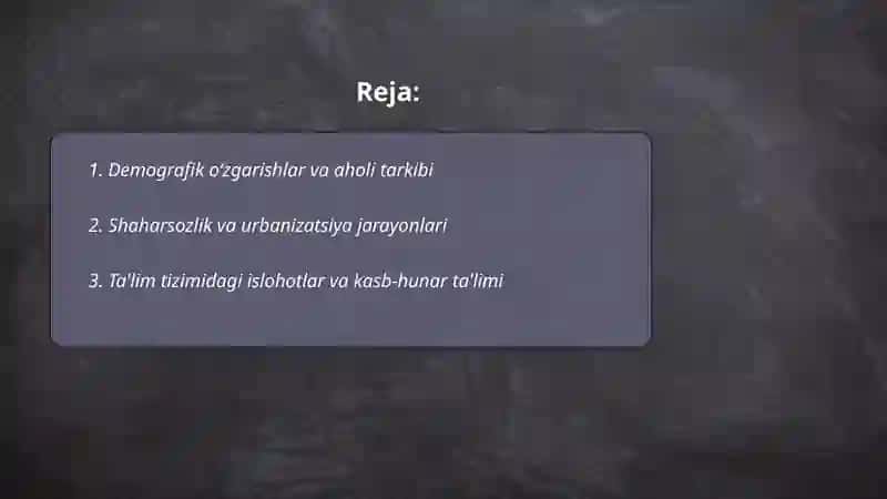 Oʻzbekiston Respublikasidagi ijtimoiy oʻzgarishlar 2