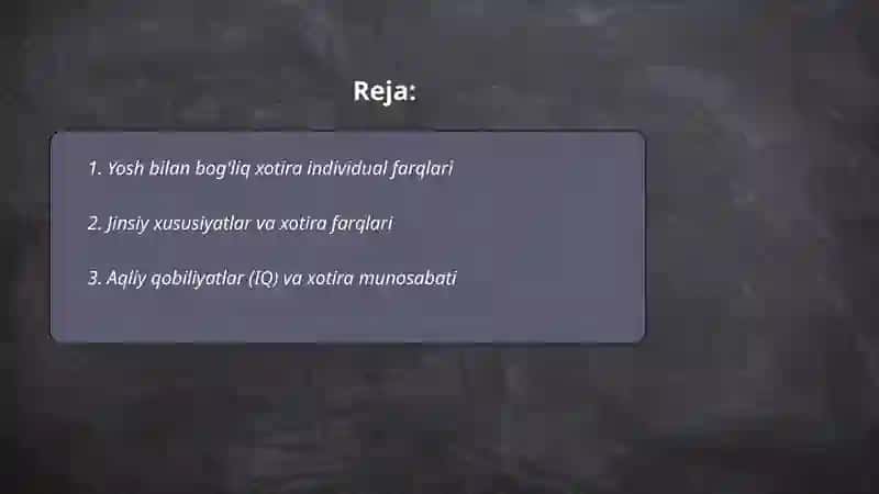 Yosh bilan bog'liq xotira individual farqlari 2