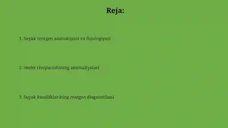 Skelet suyaklarining rengenanatomiya. Skeletning rivojlanish anomaliyalari 2