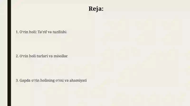 Oʻrin holi haqida 2