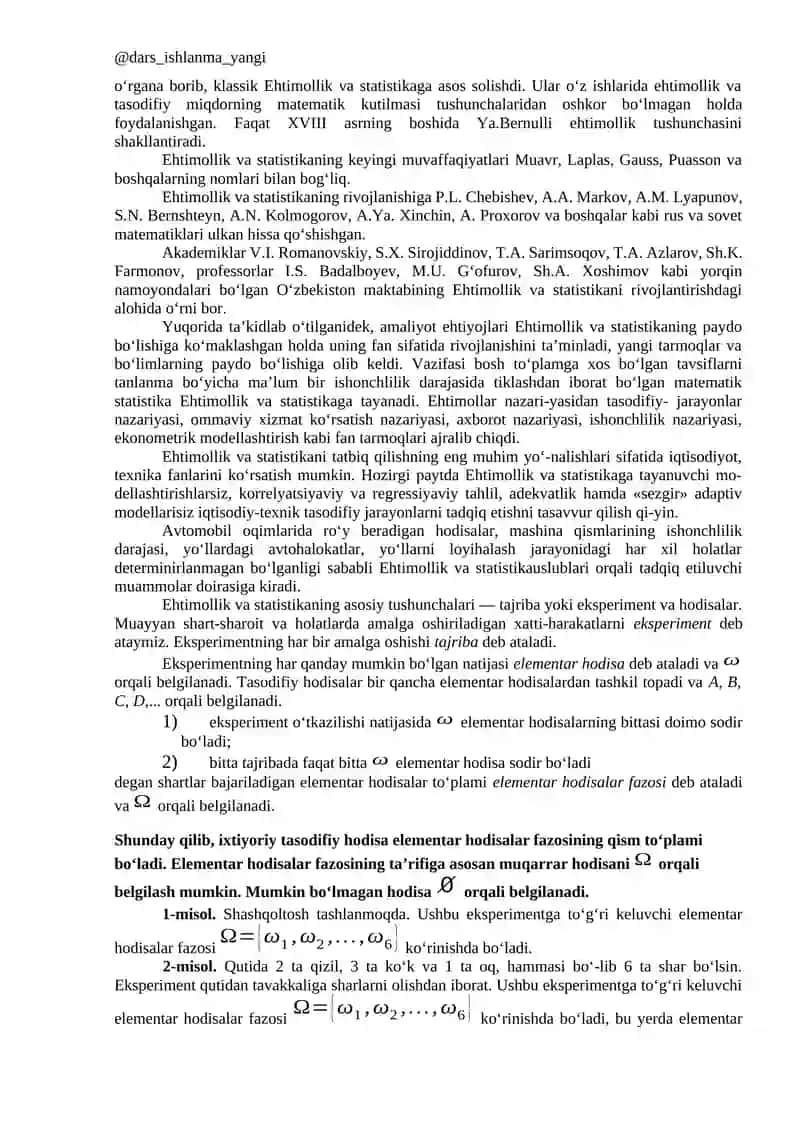 Ehtimollik va statistika 2