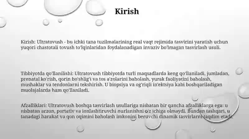 Ultra Tovush Va Uning Tibbiyotda QoʻLlanilishi 2