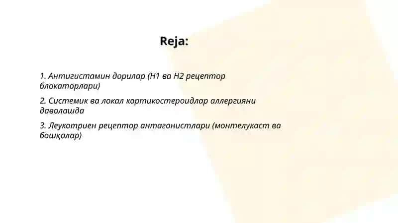Иммунитетга тасир килувчи моддалар ва аллергия касаллигини даволашда ишлатиладиган дорилар 2