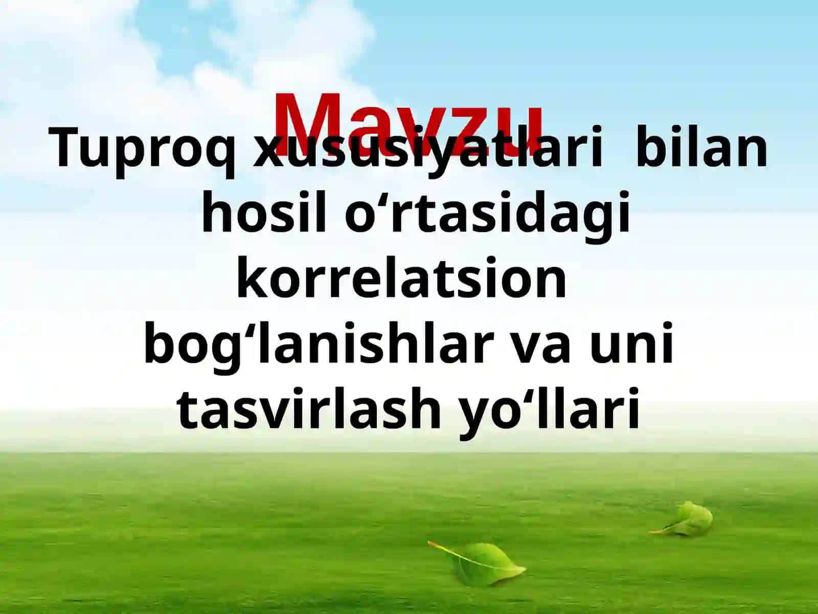 Tuğroqshunoslik (Tuproqshunoslik) fanidan "Yer kadastri va tuproq bonitirovkasi asoslari" 2
