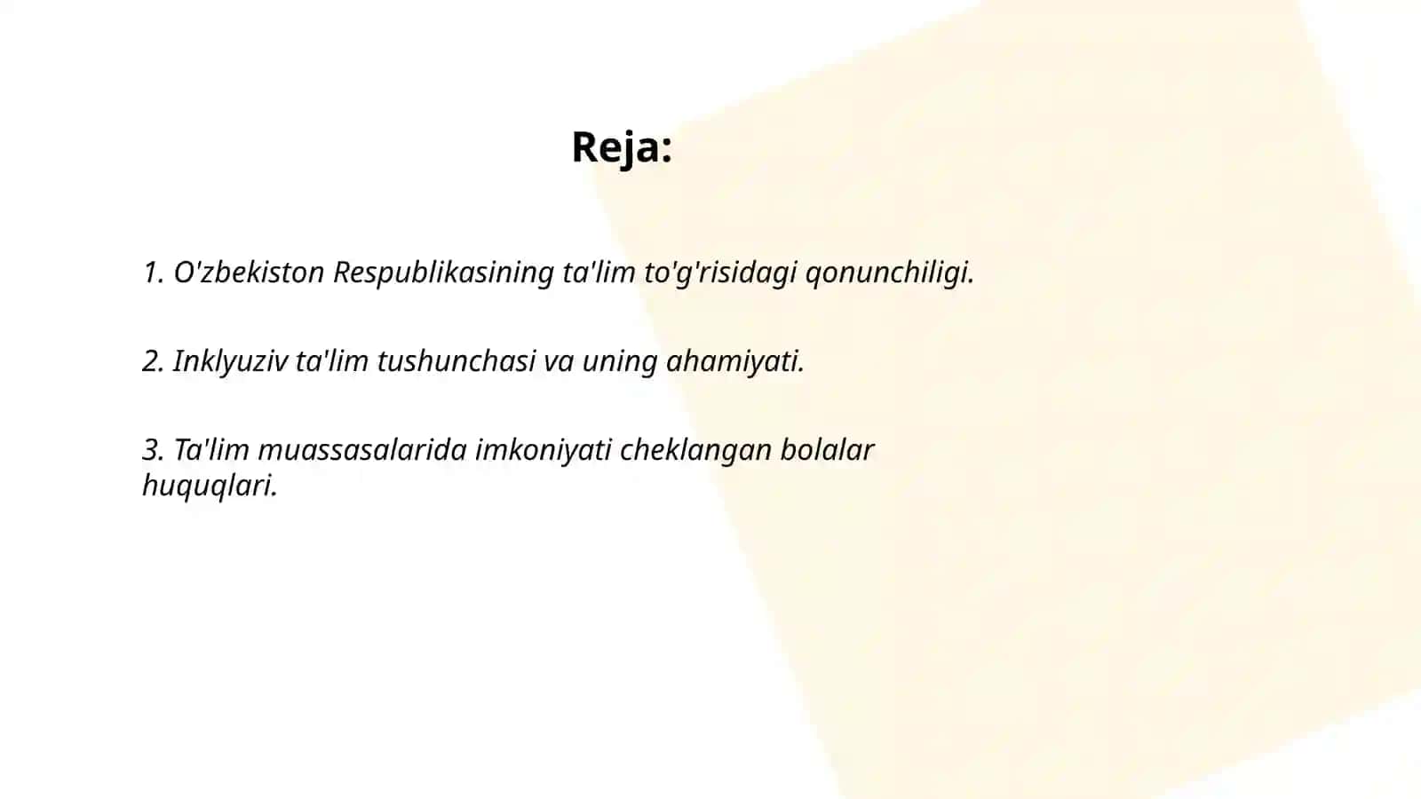 O'zbekiston Respublikasida inklyuziv ta'limni qo'llab-quvvatlashning xuquqiy asoslari va amaliy tajribalar 2