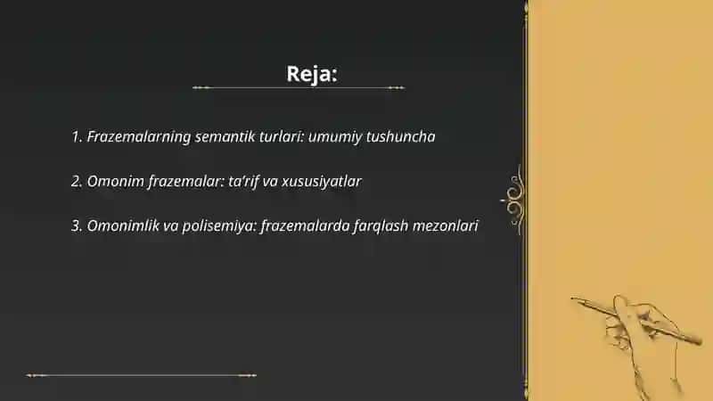 Frazemalarning semantik turlari 2