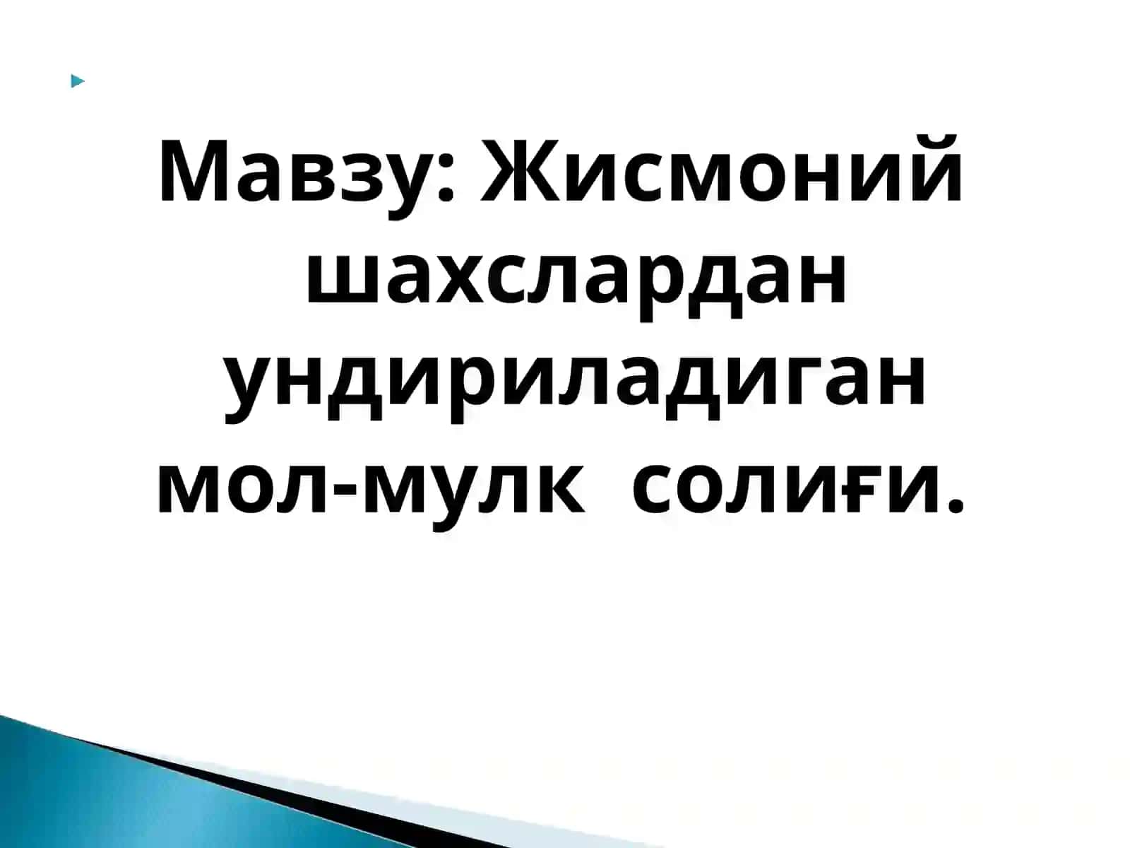Солиқ ва солиққа тортиш фанидан Тайёрлаган 2