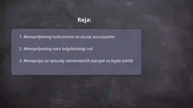 Monopolyaning iqtisodiyotda tutgan o'rni 2