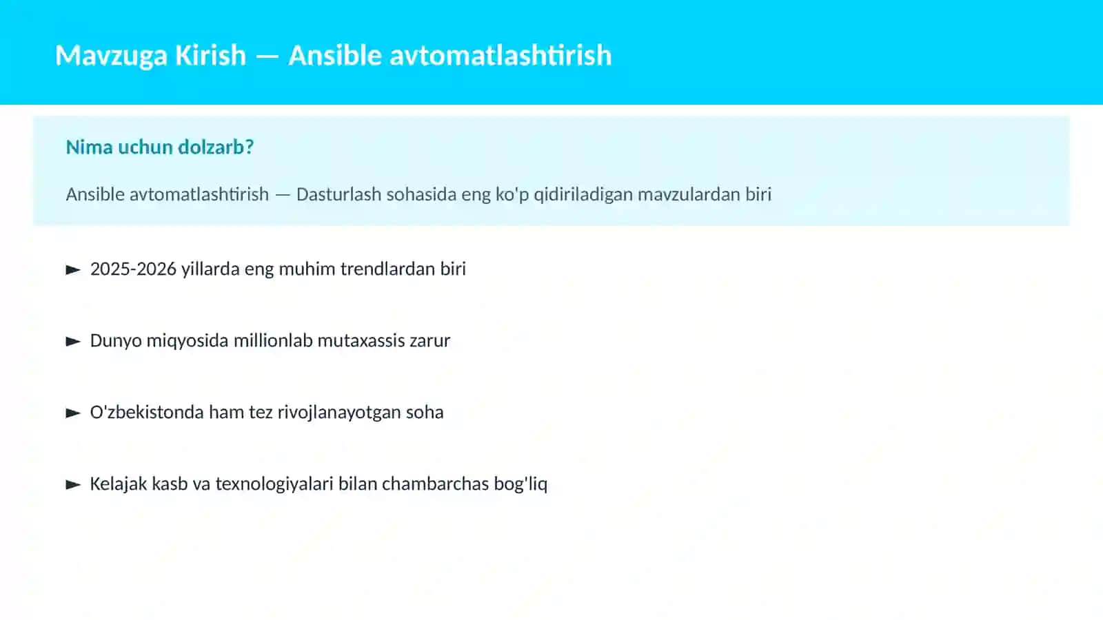 Ansible avtomatlashtirish 2