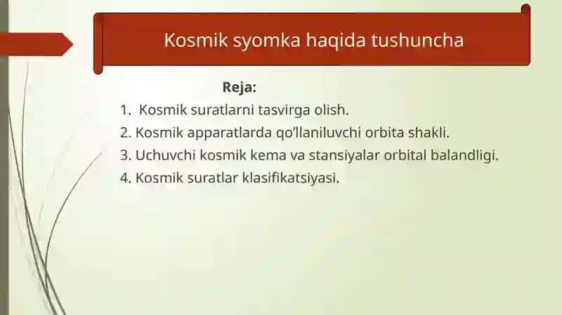 Kosmik suratlarni tasvirga olish 2