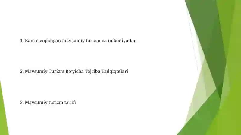 Mavsumiy Turizm Turlari 2