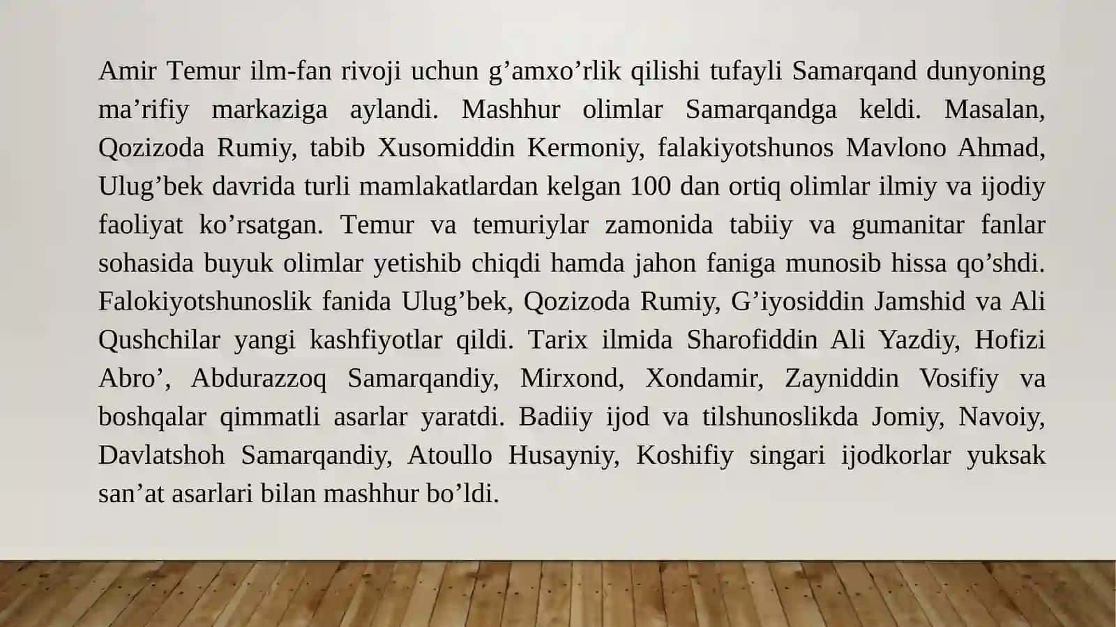 TEMURIYLAR DAVRI MATNSHUNOSLIGI 2