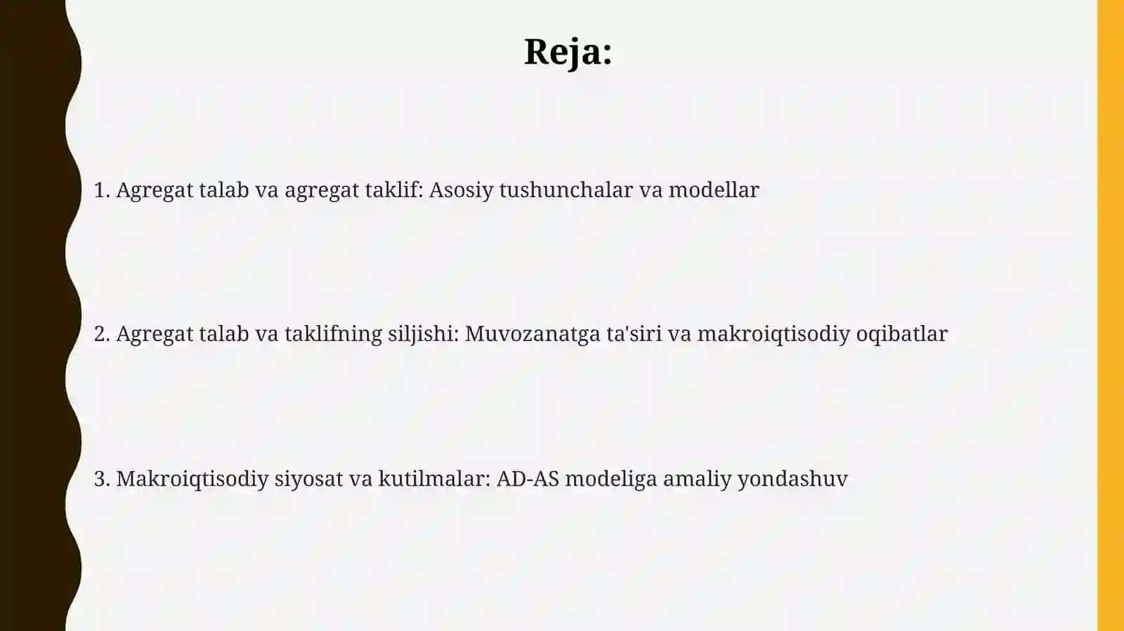 Agregat talab va agregat taklif: Asosiy tushunchalar 2