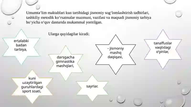 Sinfdan tashqariolib boriladigan jismoniy tarbiya ishlariga tavsiya 2