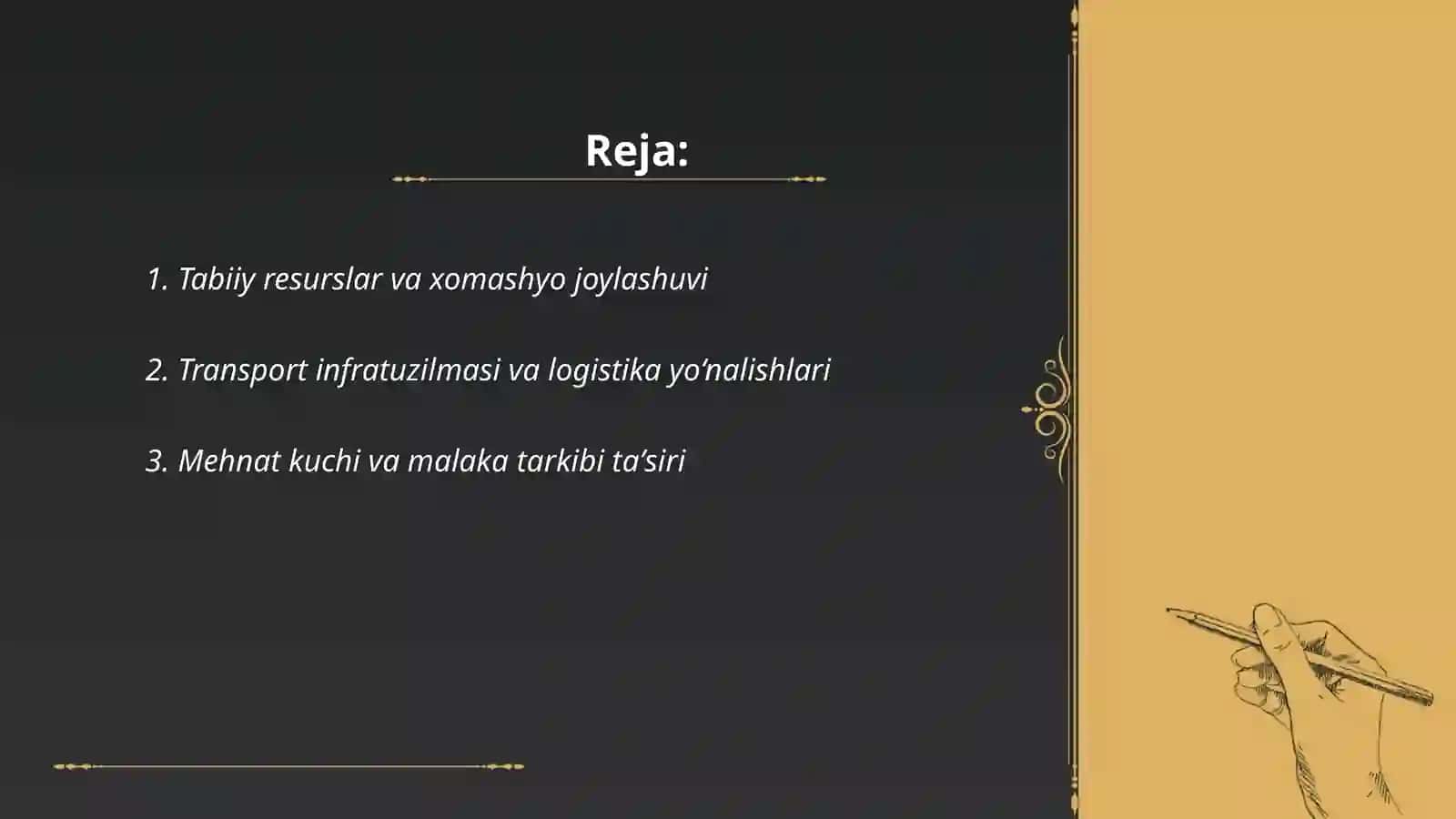 Sanoat tarmoqlarini joylashtirish 2