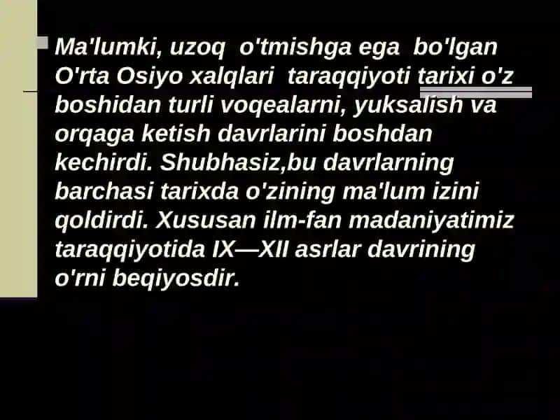 O'zbekiston tarixi (ilk davrlardan XII asgacha aslargacha) 2