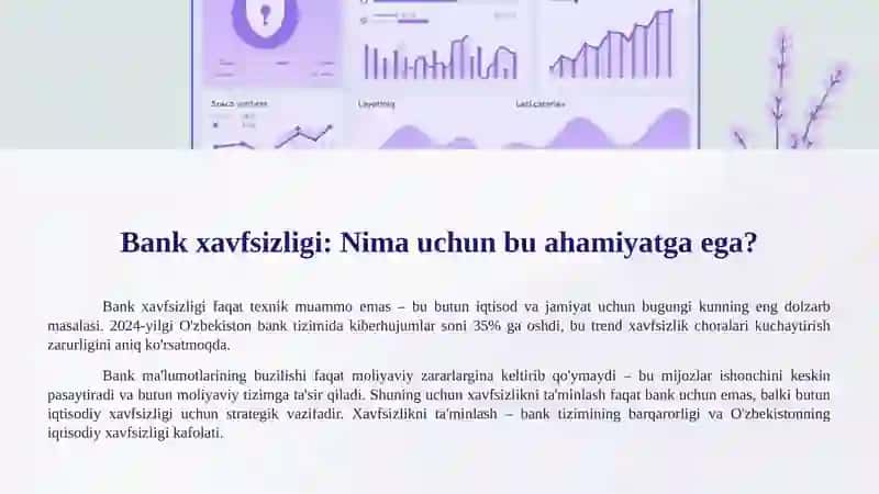 Bank xavfsizligini himoyalashni tashkil etish nomli 11 betlik taqdimot 2
