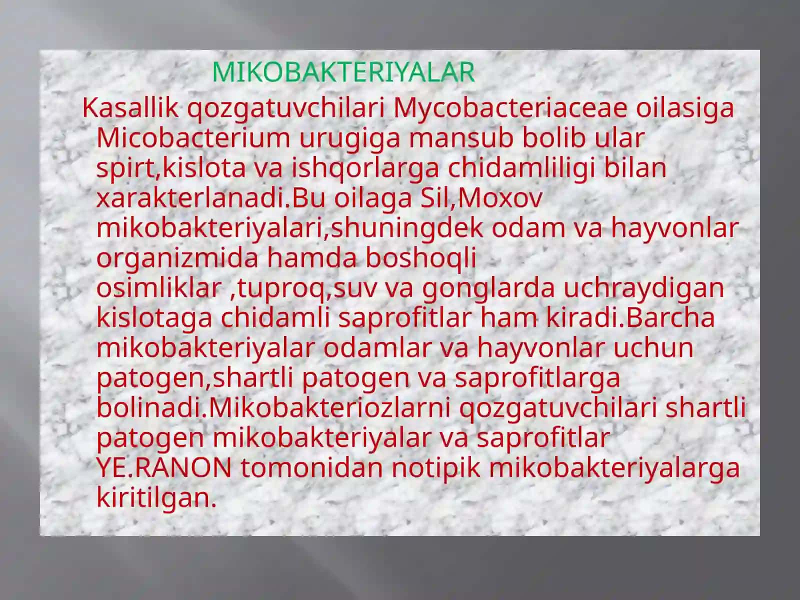 Atipik mikobakteriyalar va ularning amaliyotdagi ahamiyati 2