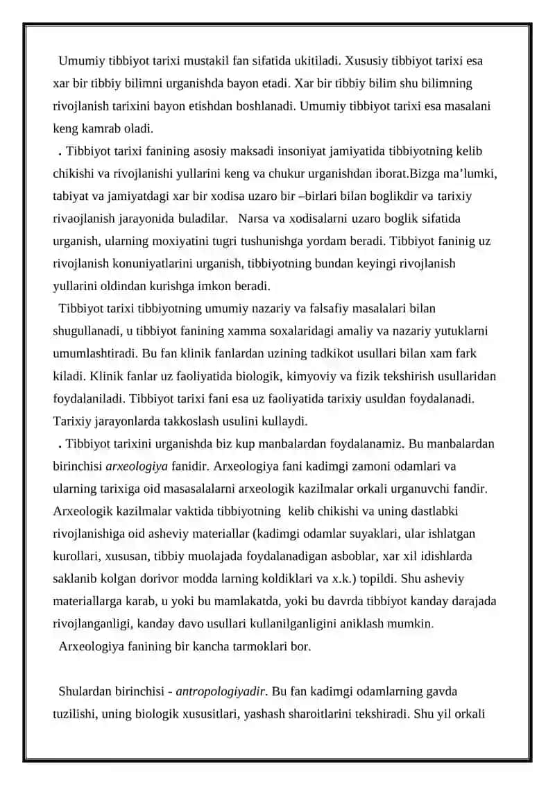 Tibbiyot Tarixi va uning Bulajak Shifokorlar Amaliyoti 2