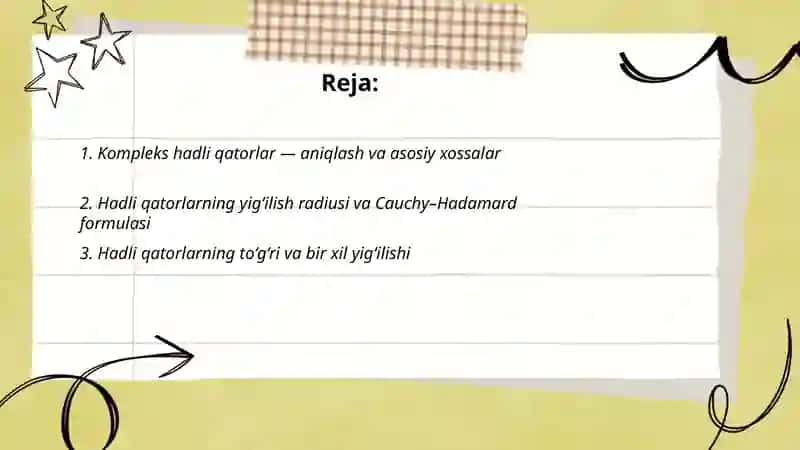 Kompleks hadli qatorlar 2