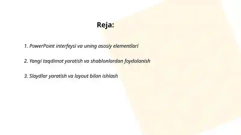 Ms PowerPoint dasturidan foydalanish 2