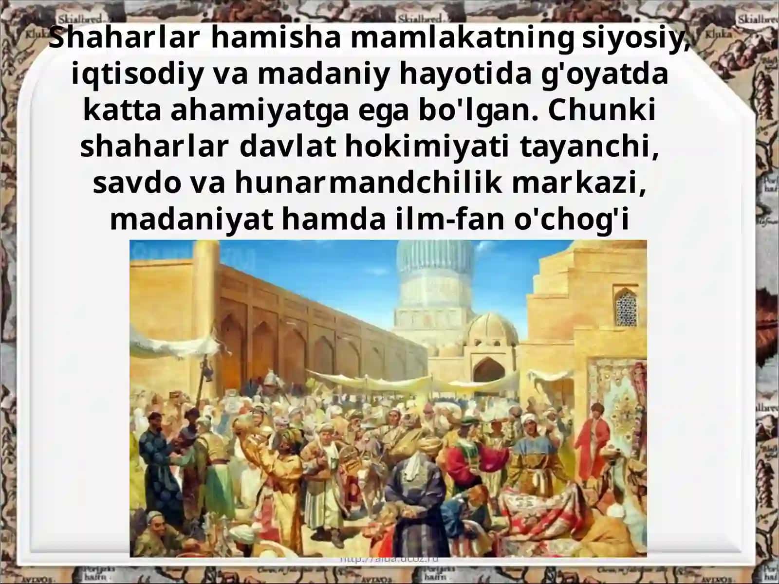 Amirlik shaharlari hayoti va savdo-sotiqishlari 2
