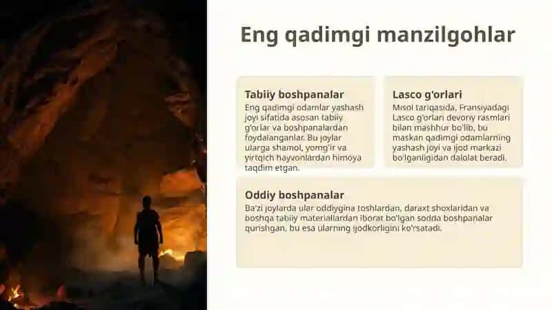 Eng qadimgi odamlar va ularning manzilgohlari prezentatsiya 2