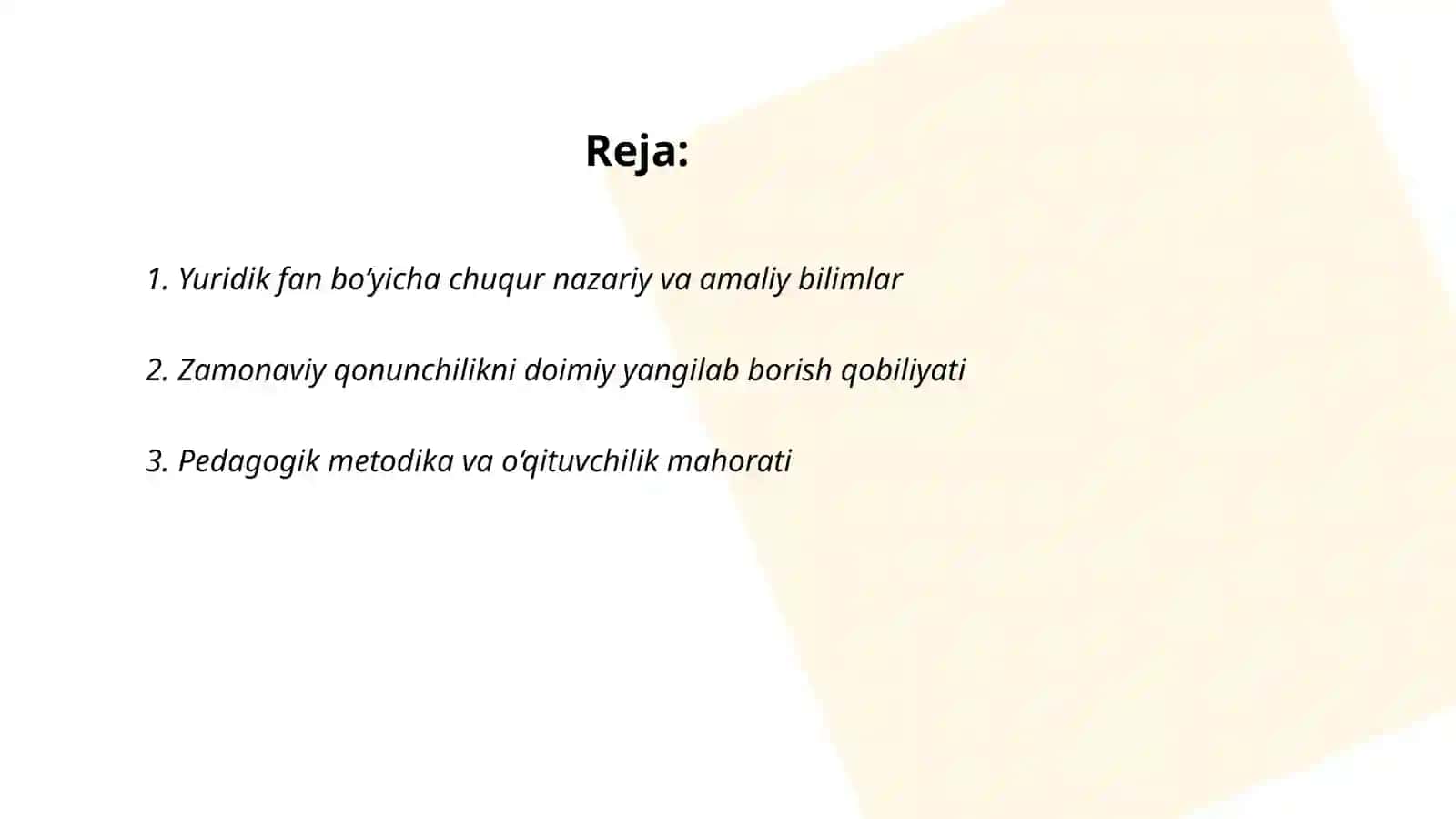 Yuridik fan bo‘yicha chuqur nazariy va amaliy bilimlar 2