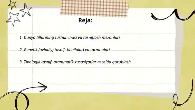 Dunyo tillari va ularning tasnifi 2