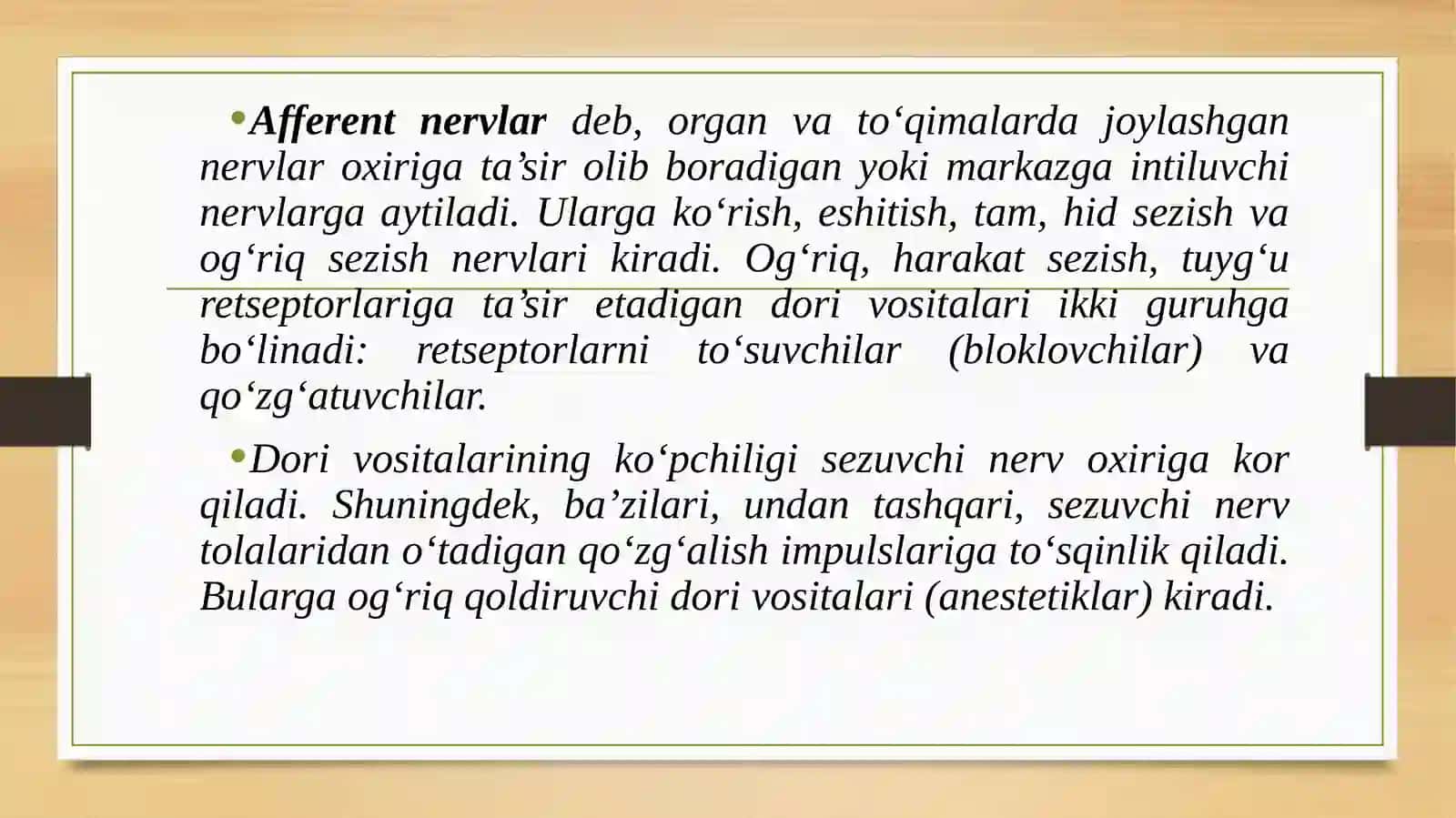 Periferikasabtizimigata`sirqiladiganvositalar. Afferentinnervatsiyasigata`siretuvchivositalar 2