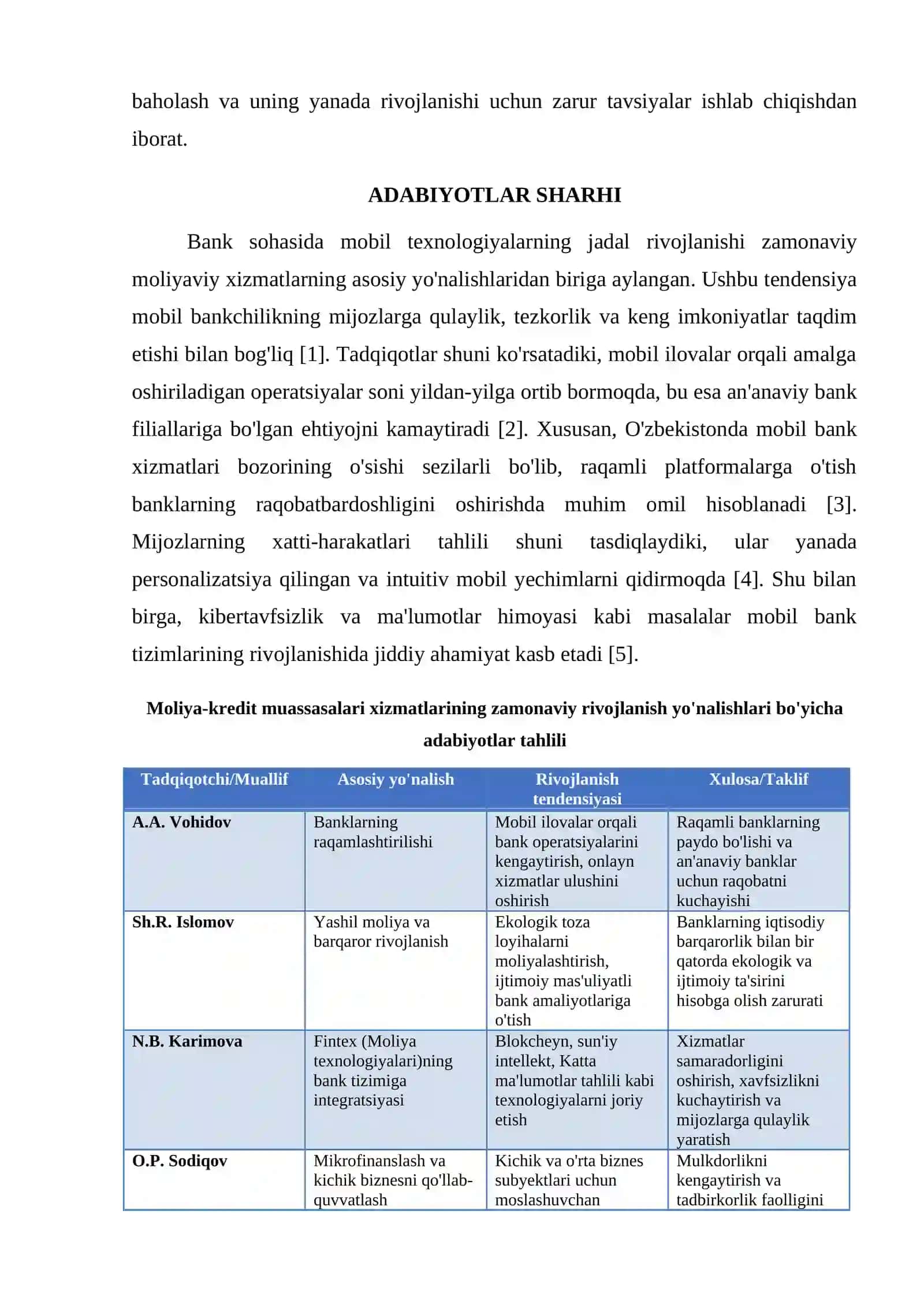 MABIL BANKINING XIZMATLARI RIVOJLANISH TENDENSIYALARI 2