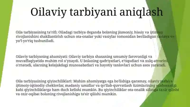 Oila Tarbiya Òchoĝi 2