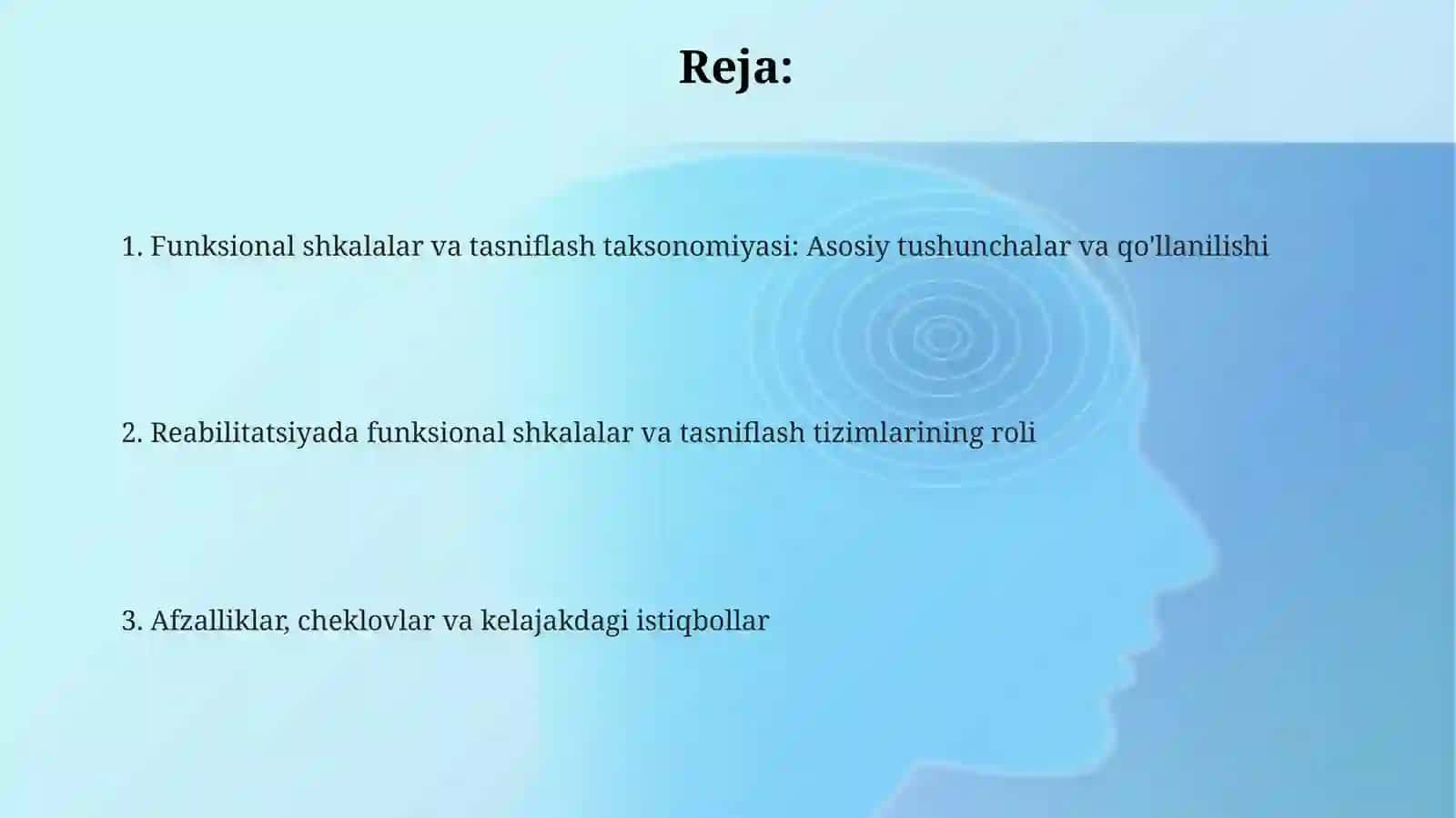 Reabilitatsiyada functional shkalalar va klassifikattsiya tasnifi 2